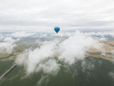 blue hot air balloon on sky, Standard