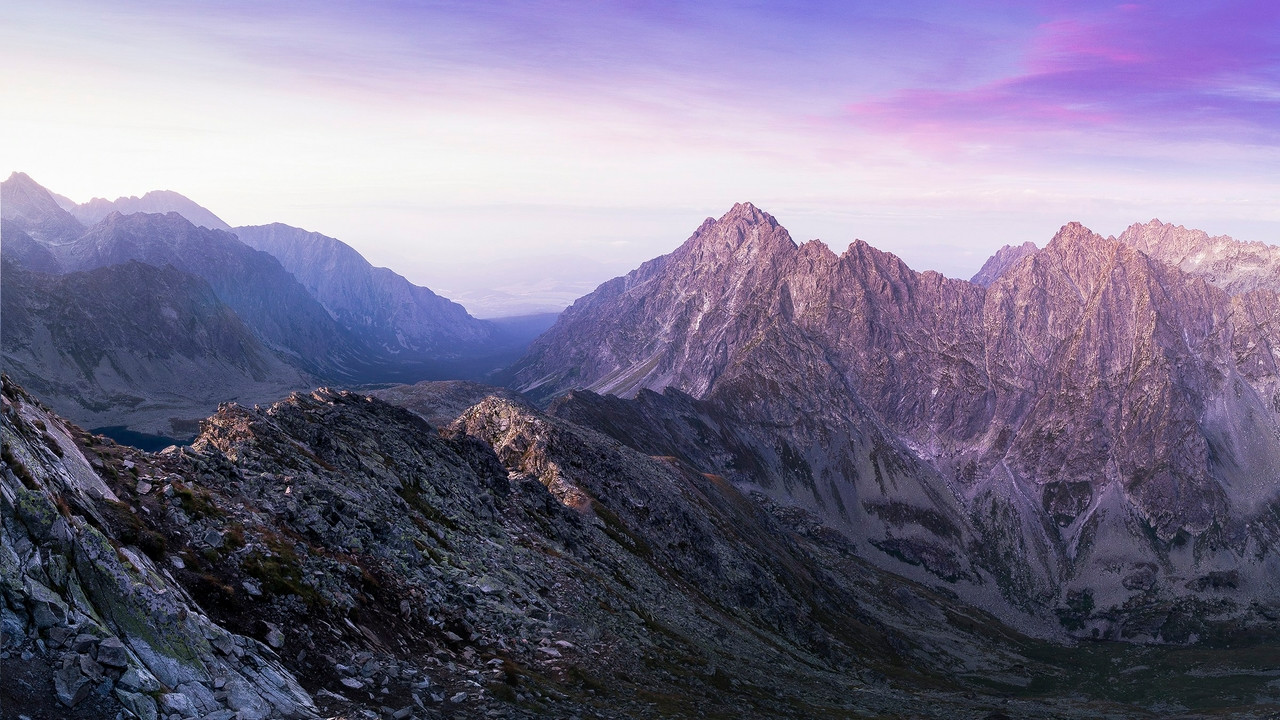 landscape photography of mountain ranges under purple and pink skies, Ultra