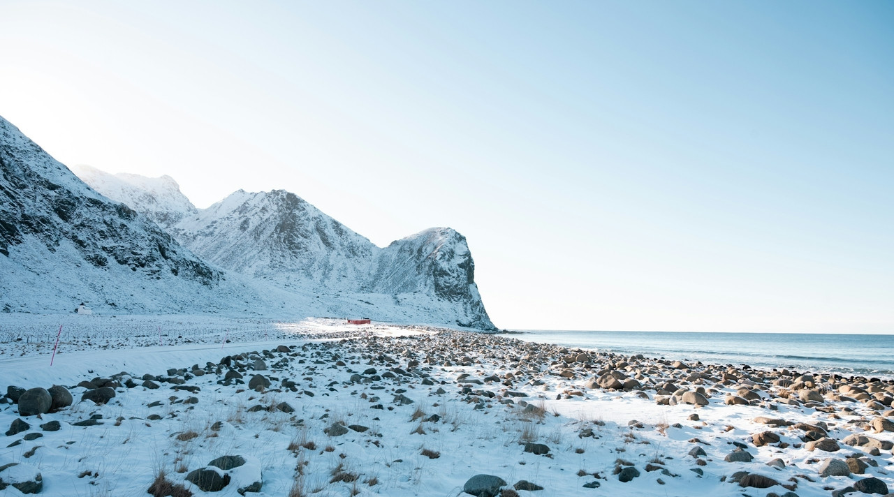Snowy mountains meet the sea on a cold day, Ultra